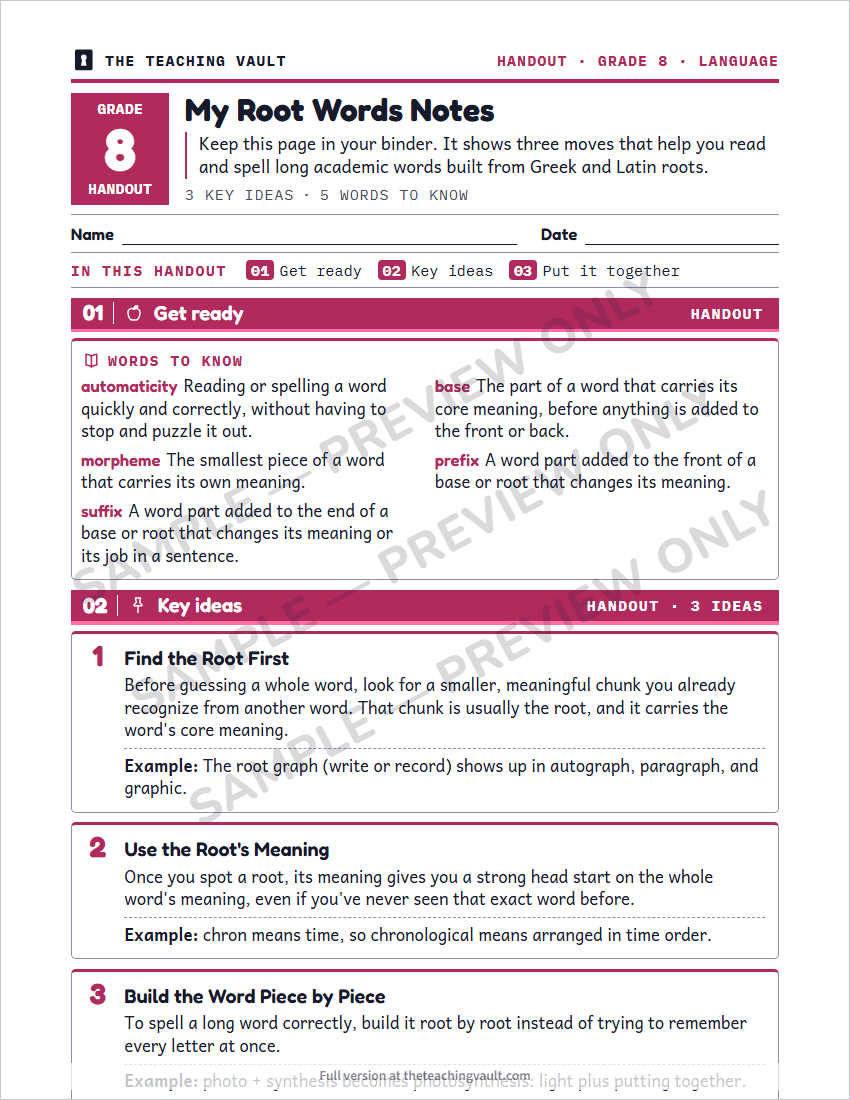 Sample handout page