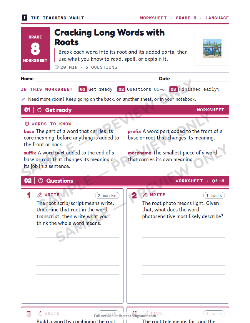 Sample worksheet page