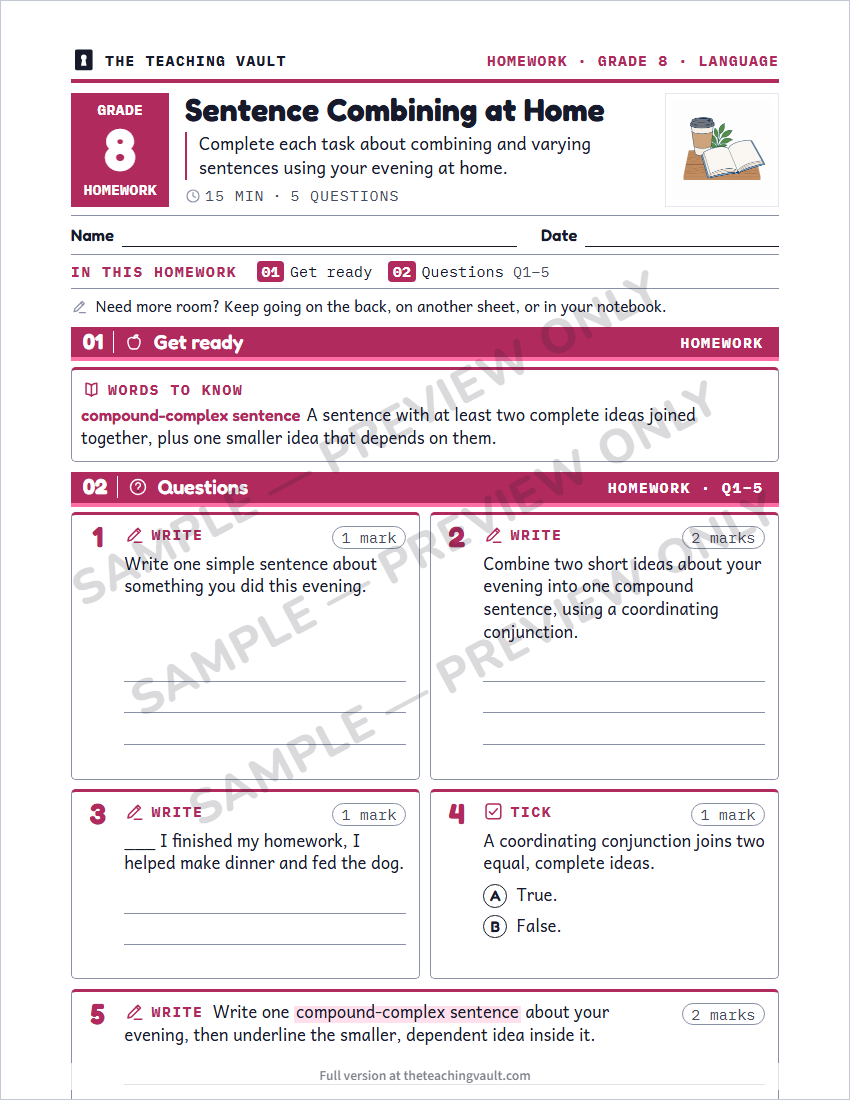 Sample homework page