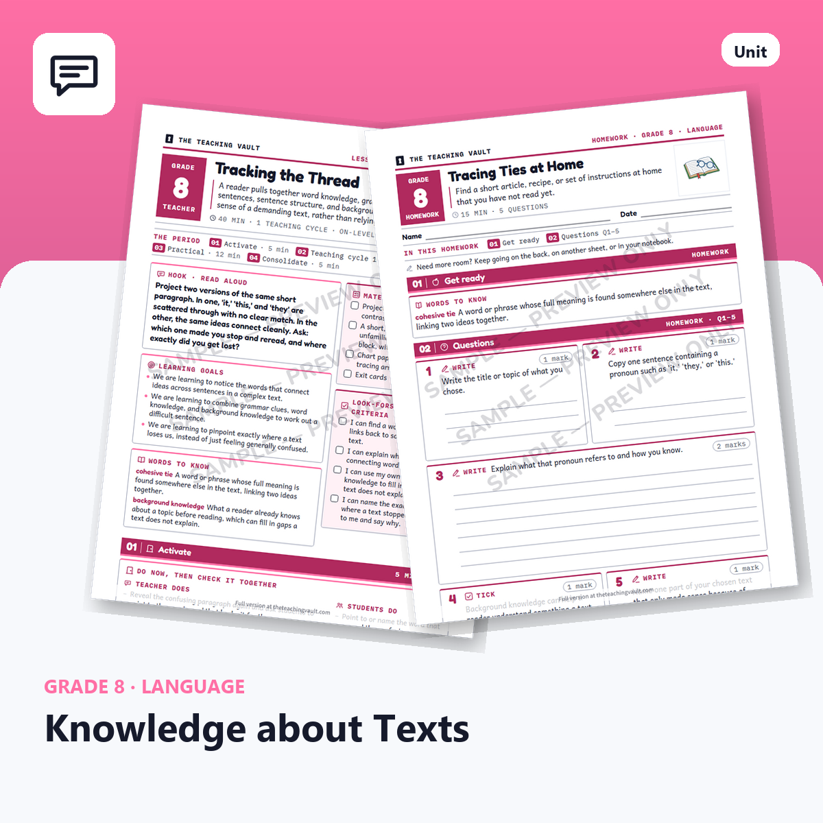 Grade 8 Knowledge About Texts cover