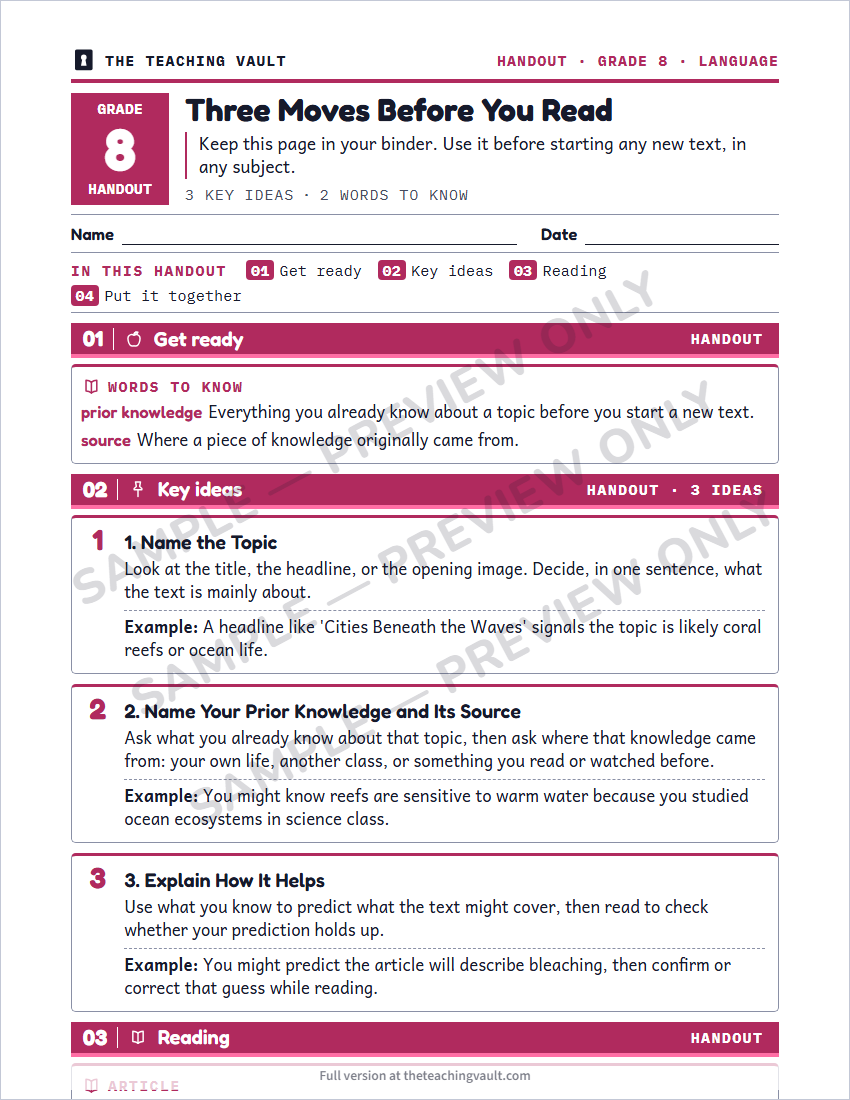 Sample handout page