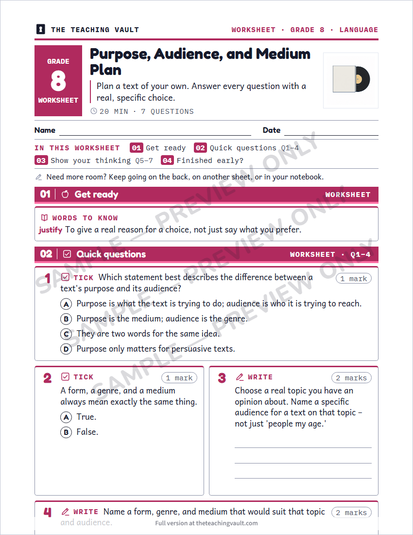 Sample worksheet page