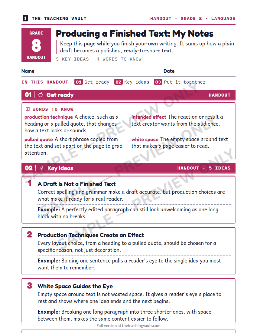 Sample handout page