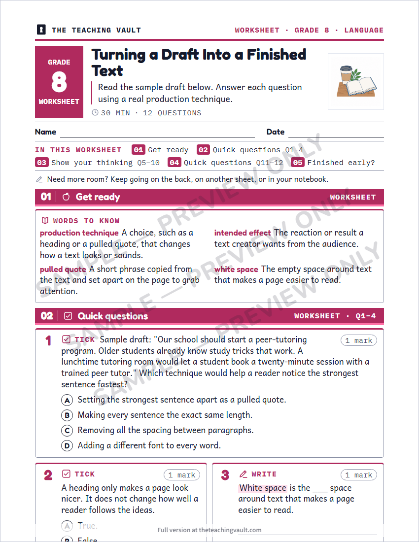 Sample worksheet page
