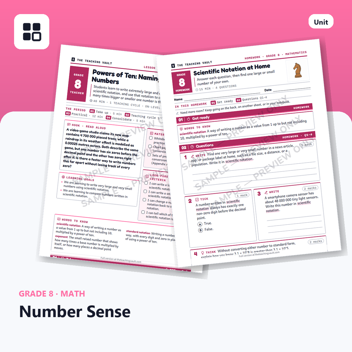 Grade 8 Number Sense cover