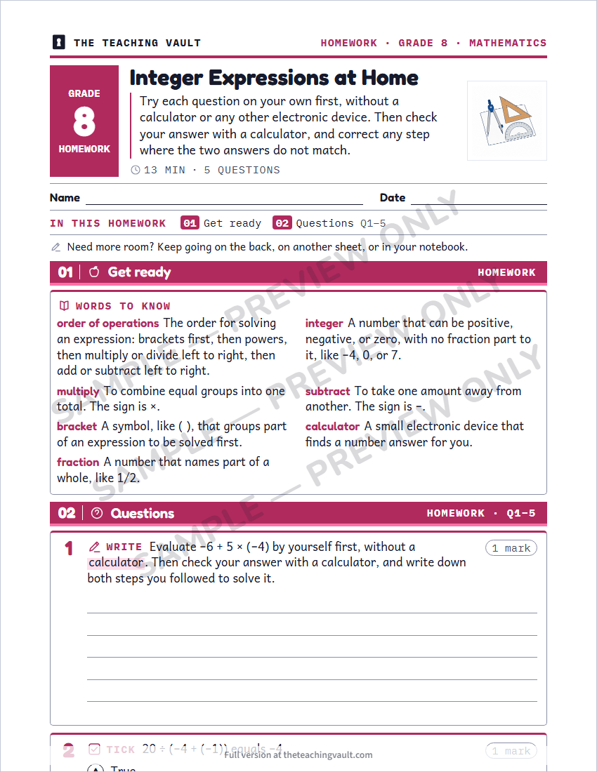 Sample preview: homework page (watermarked, low-resolution)