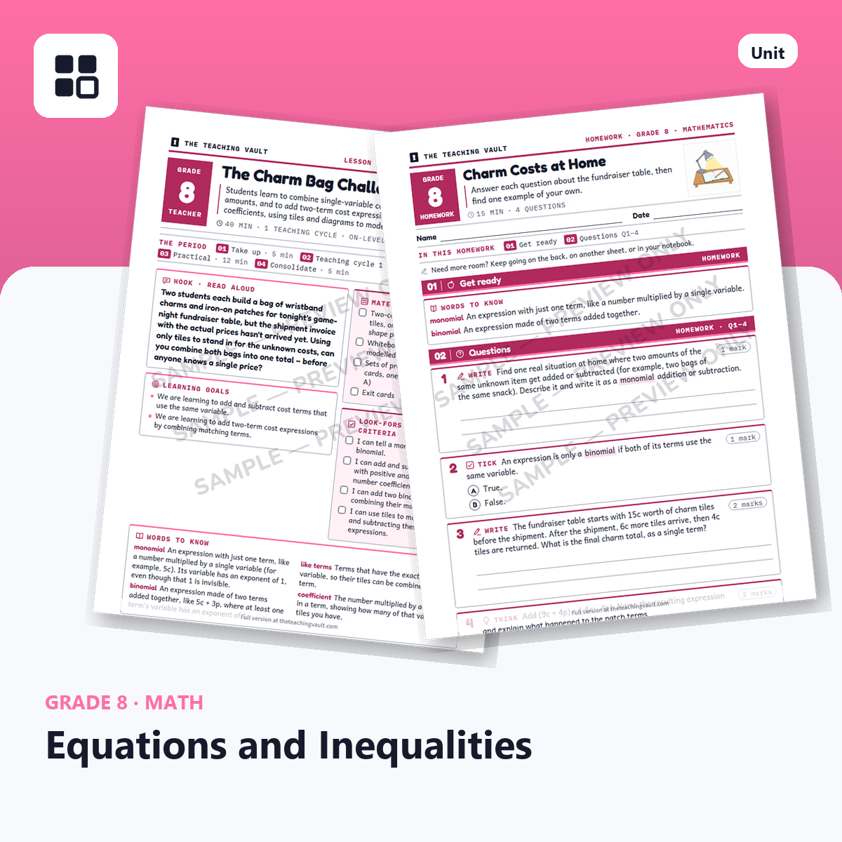 Grade 8 Equations cover