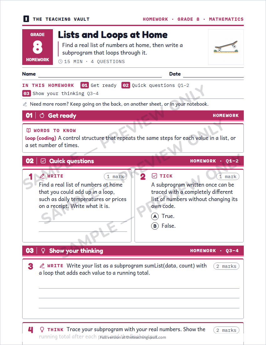 Sample preview: homework page (watermarked, low-resolution)