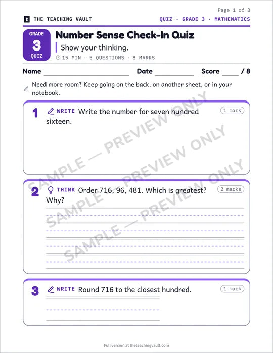 Sample page from a Teaching Vault unit: The assessment